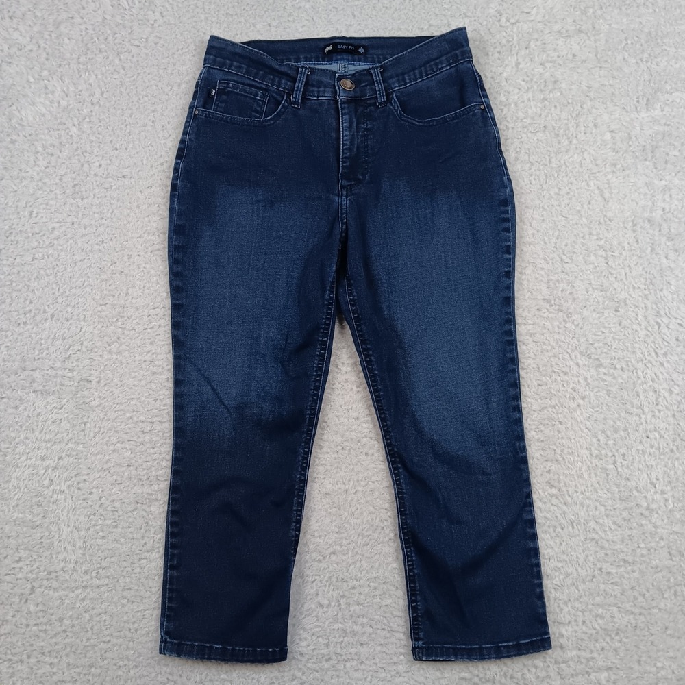 Lee Capri Jeans Easy Fit Women 6 Medium Dark Wash Stretch Denim MKH35061